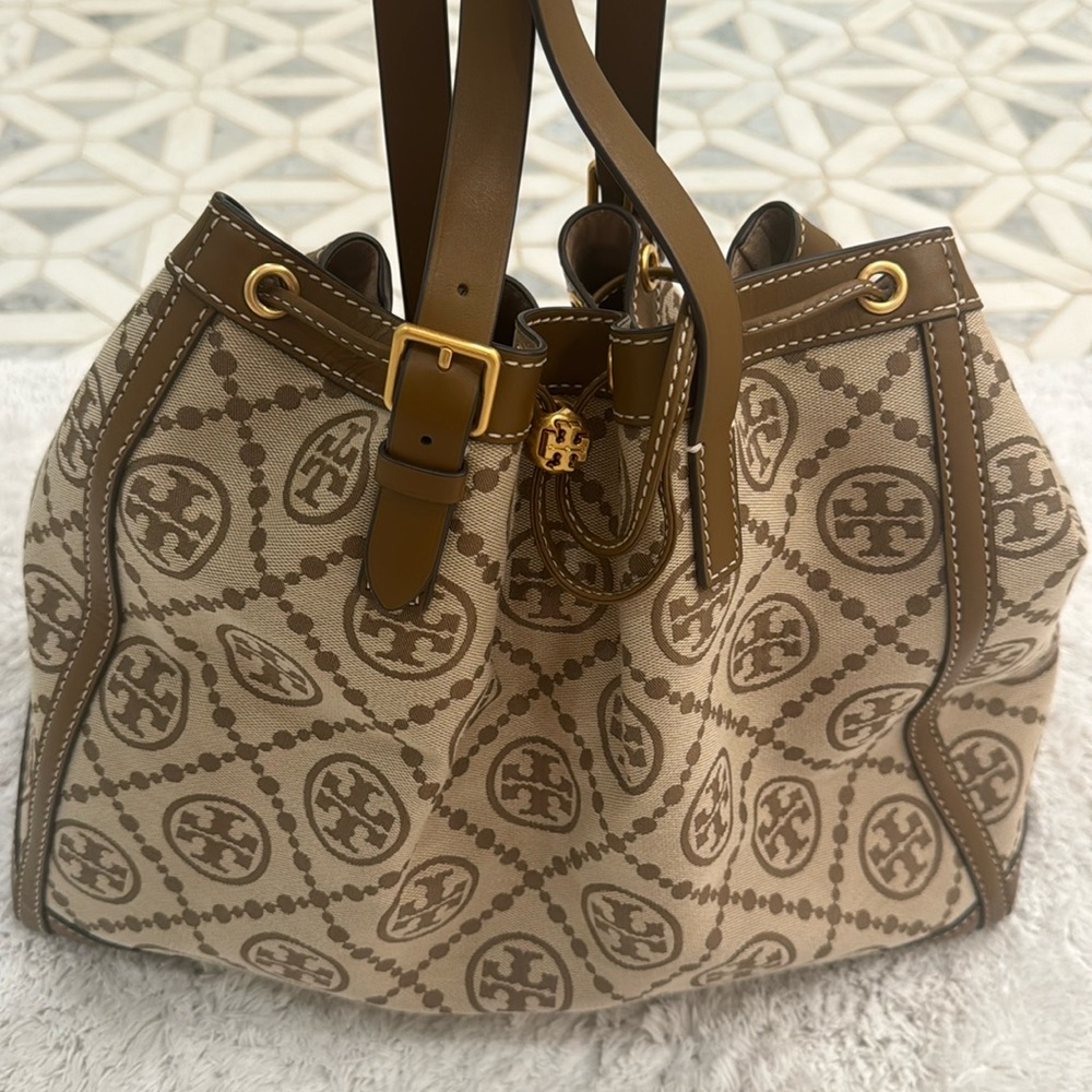 Tory Burch T Monogram Jacquard Drawstring Tote
